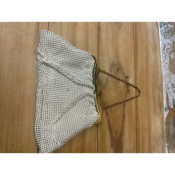 Antique / Vintage  Whiting & Davis White Mesh Bag Rhinestone Clasp